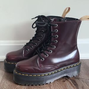 Dr. Martens Jadon Vegan Cherry Red Platform Boots